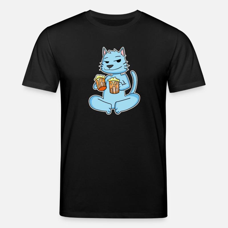 Katze mit Bier - Stanley/Stella Unisex Bio-T-Shirt CREATOR  - Schwarz
