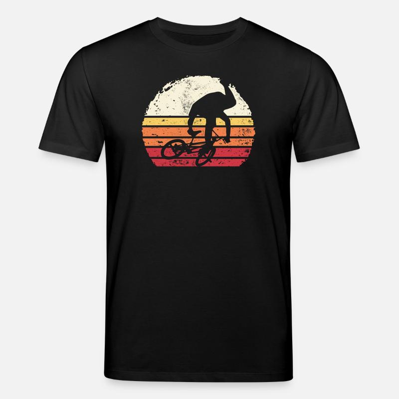 Retro Sunset Cyclist Silhouette - Stanley/Stella CREATOR Unisex Organic T-Shirt - black