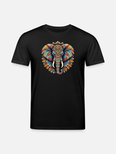 Elefant mit Mandalas verziert - Stanley/Stella Unisex Bio-T-Shirt CREATOR  - Schwarz
