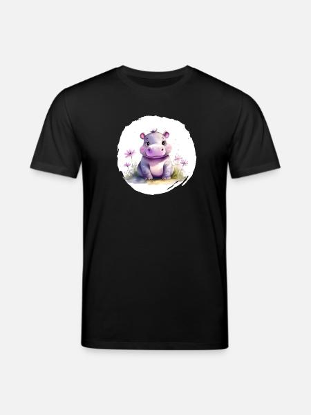 Aquarelle Hippopotame - T-shirt bio CREATOR Stanley/Stella Unisexe - noir