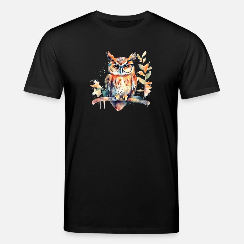 Eule mit Brille - Stanley/Stella Unisex Bio-T-Shirt CREATOR  - Schwarz