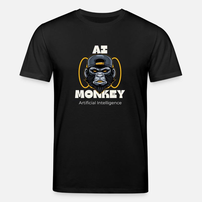 Artful Monkey with AI Theme - Stanley/Stella CREATOR Unisex Organic T-Shirt - black