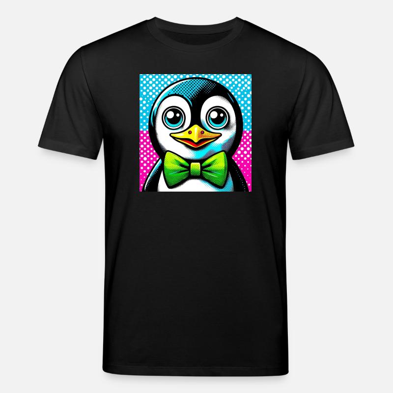 Pinguin mit Fliege Pop Art - Stanley/Stella Unisex Bio-T-Shirt CREATOR  - Schwarz