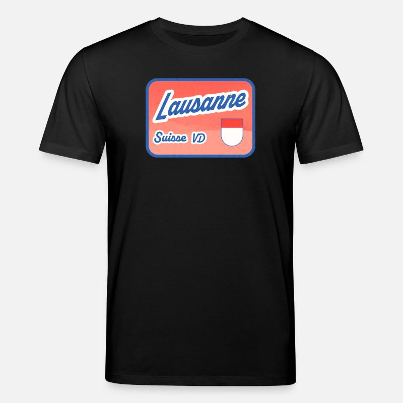 Lausanne Retro Schild Suisse VD - Stanley/Stella Unisex Bio-T-Shirt CREATOR  - Schwarz