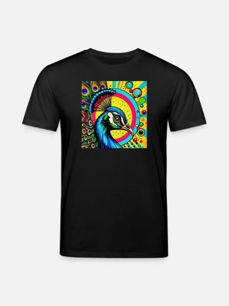 Peacock Pop Art - Stanley/Stella CREATOR Unisex Organic T-Shirt - black