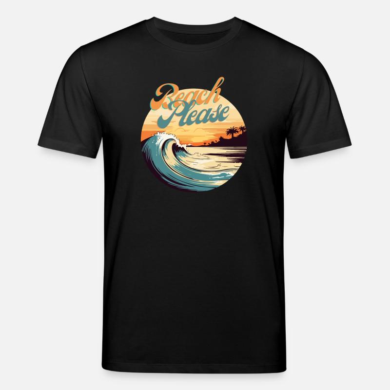 BeachPlease Retro Sunset Wave - Stanley/Stella Unisex Bio-T-Shirt CREATOR  - Schwarz