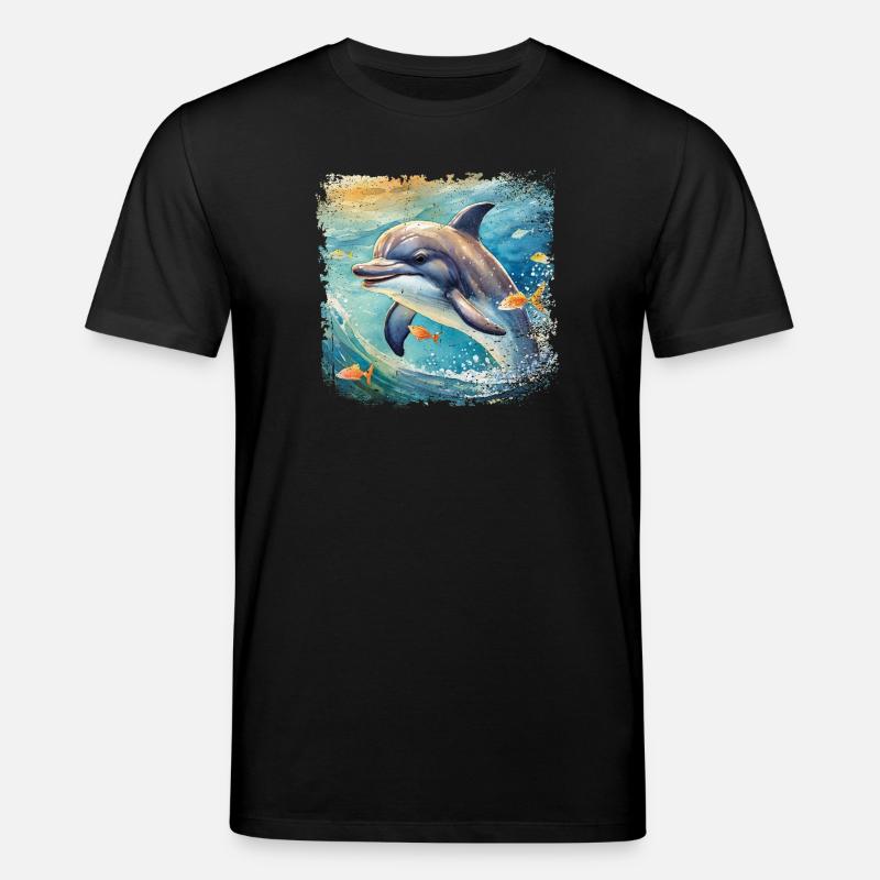 Niedlicher junger Delfin im Kinderbuchstil - Stanley/Stella Unisex Bio-T-Shirt CREATOR  - Schwarz
