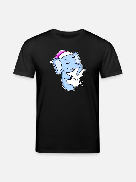Elephant Tired Sleeping Sleeping Girl - Stanley/Stella CREATOR Unisex Organic T-Shirt - black