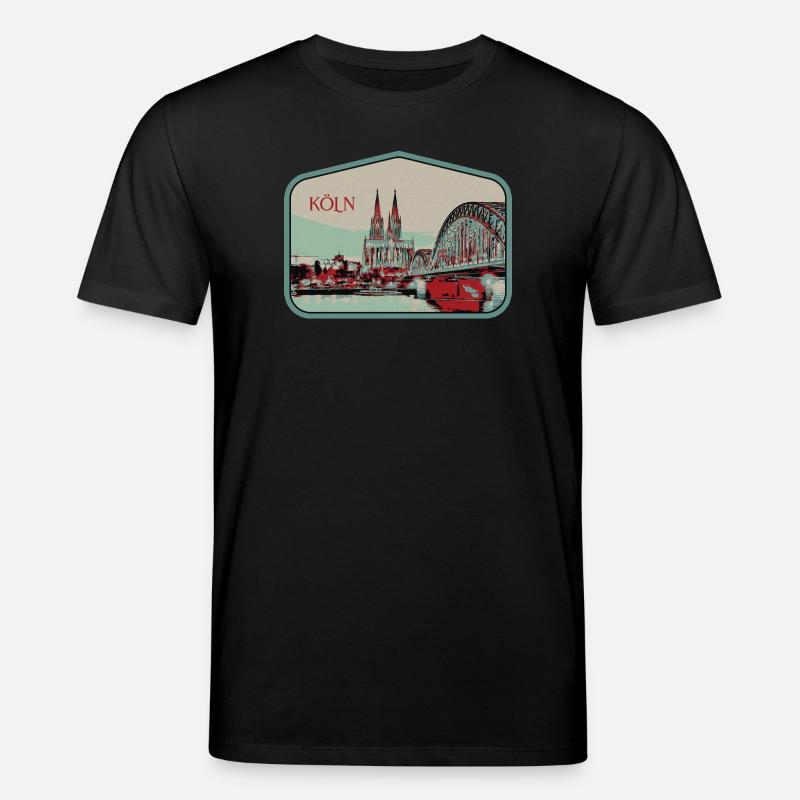 Panoramablick Köln Illustration - Stanley/Stella Unisex Bio-T-Shirt CREATOR  - Schwarz