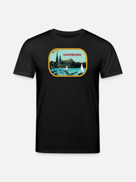 Fluss Hamburg: Segelboot-Illustration - Stanley/Stella Unisex Bio-T-Shirt CREATOR  - Schwarz