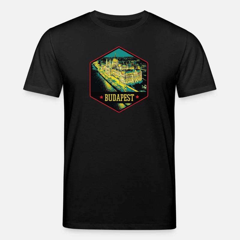 Nächtliche Illustration Historisches Budapest - Stanley/Stella Unisex Bio-T-Shirt CREATOR - Schwarz