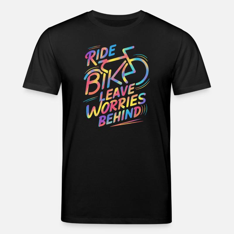 Lebendiges Regenbogen-Fahrradfahrdesign - Stanley/Stella Unisex Bio-T-Shirt CREATOR  - Schwarz