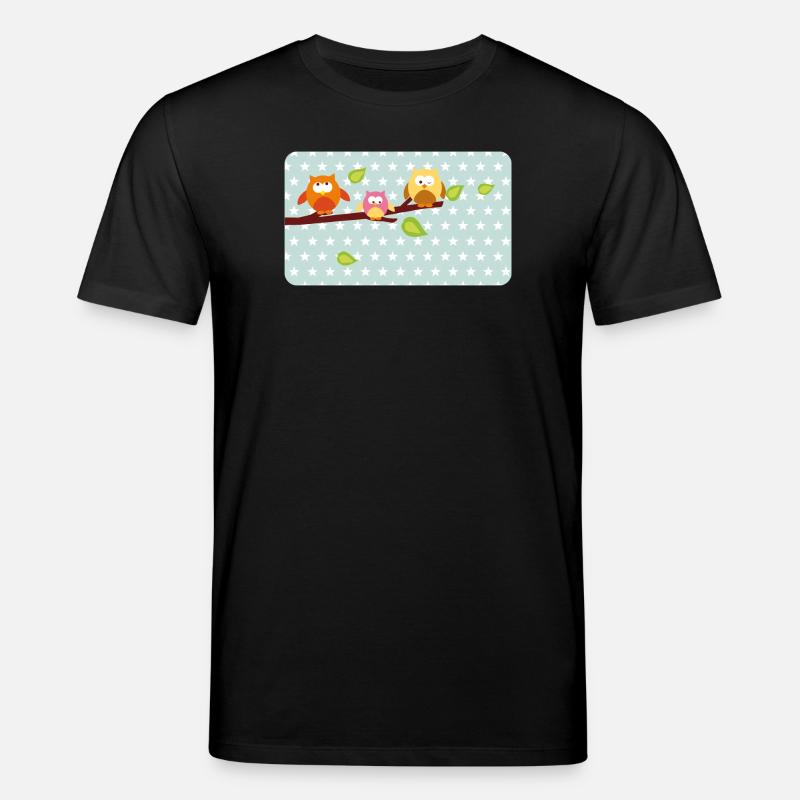 Kleine Eulen mit Sternchen mint | personalisierbar - Stanley/Stella Unisex Bio-T-Shirt CREATOR  - Schwarz