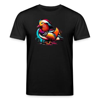 Mandarin duck - Stanley/Stella CREATOR Unisex Organic T-Shirt - black - Front - Alina (178cm) & Michal (187cm)