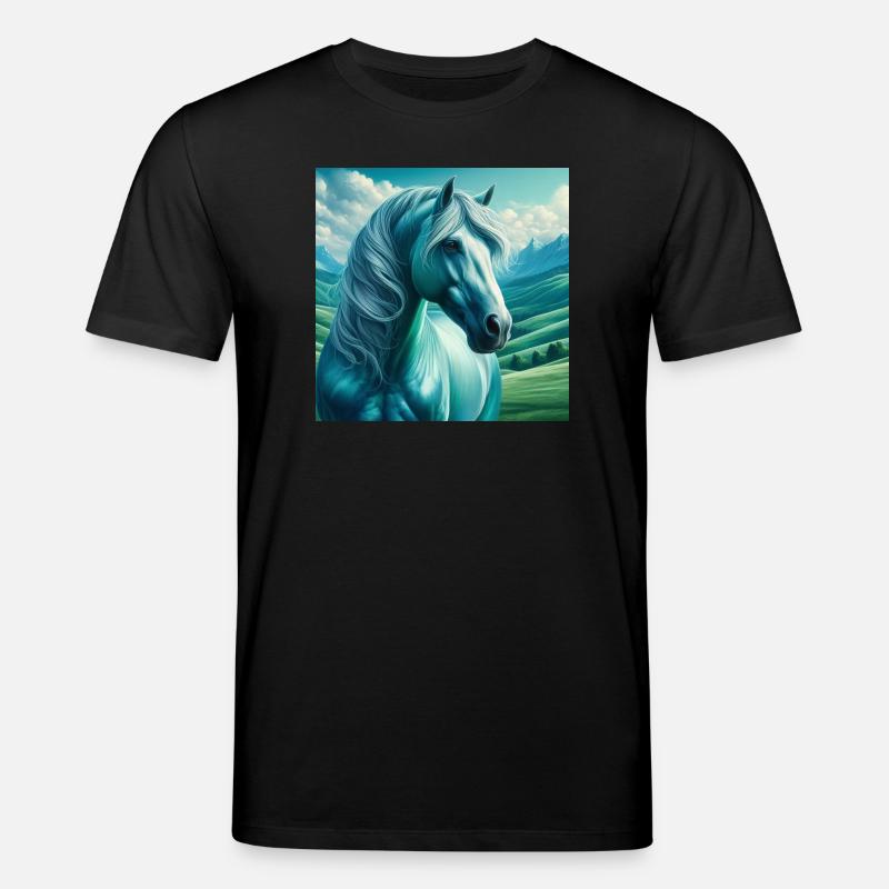 Blaues Pferd - Stanley/Stella Unisex Bio-T-Shirt CREATOR  - Schwarz