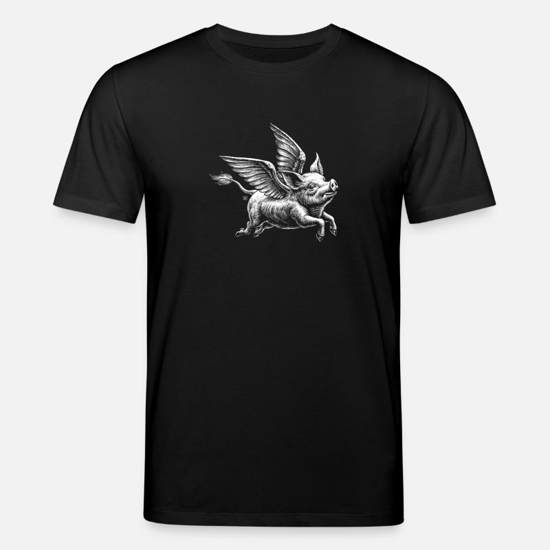 Cochon ailé : illustration rétro - T-shirt bio CREATOR Stanley/Stella Unisexe - noir
