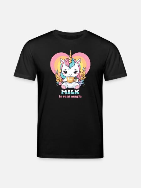 Süßes Milch Einhorn - Stanley/Stella Unisex Bio-T-Shirt CREATOR  - Schwarz