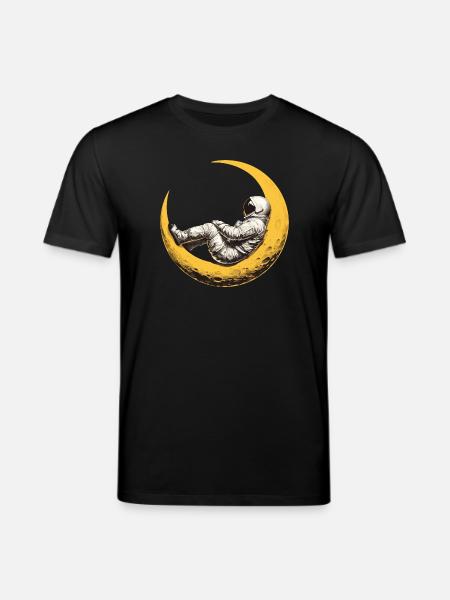 An astronaut on a crescent Moon - Stanley/Stella CREATOR Unisex Organic T-Shirt - black
