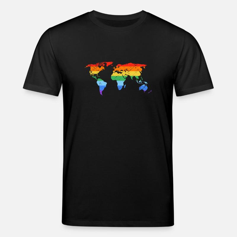 Regenbogen-Weltkarte Pride - Stanley/Stella Unisex Bio-T-Shirt CREATOR  - Schwarz