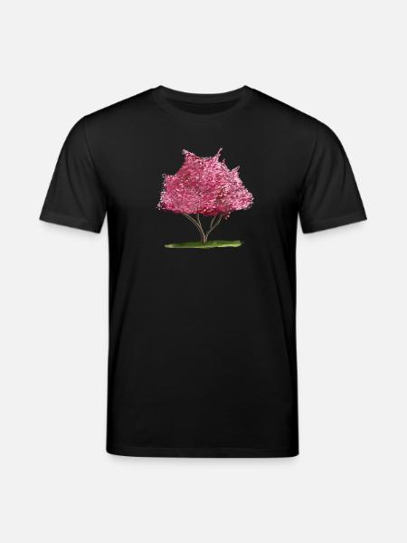 Pink Blossom Tree Watercolour - Stanley/Stella CREATOR Unisex Organic T-Shirt - black