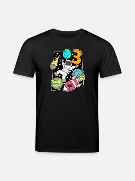 3 Birthday Boy Astronaut - Stanley/Stella CREATOR Unisex Organic T-Shirt - black