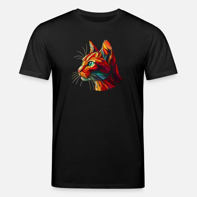 Roter Katzenkopf geometrische Kunstpolygone - Stanley/Stella Unisex Bio-T-Shirt CREATOR  - Schwarz