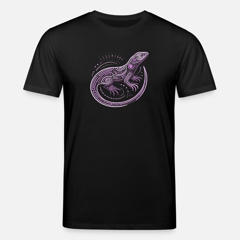 Eidechsentöne von lila Aborigine-Mustern, Stammesmuster - Stanley/Stella Unisex Bio-T-Shirt CREATOR  - Schwarz