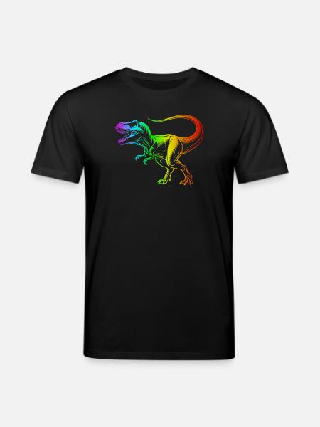 Tyrannosaurus Rex Dinosaur, Rainbow T-Rex - Stanley/Stella CREATOR Unisex Organic T-Shirt - black
