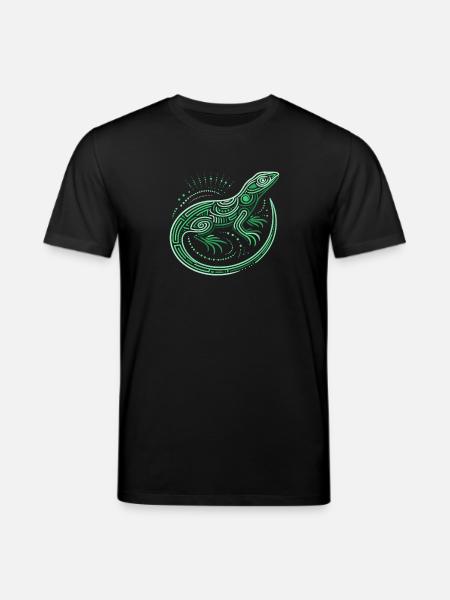 Eidechsen-Grüntöne, Aborigine-Motive, Tribal - Stanley/Stella Unisex Bio-T-Shirt CREATOR  - Schwarz