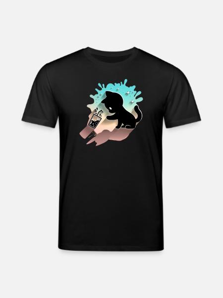Kawaii-kissa ja kuplateetä söpö makea kissa - Stanley/Stella CREATOR unisex luomu-t-paita - musta