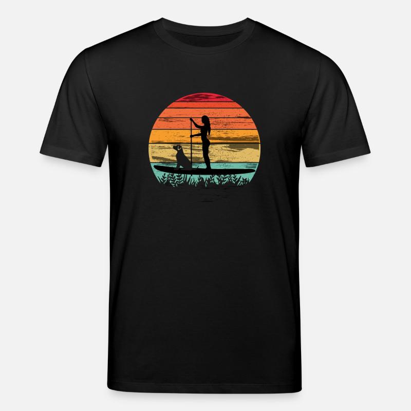 Paddleboarding with dog - Paddleboarding Tee - Stanley/Stella Unisex Bio-T-Shirt CREATOR  - Schwarz