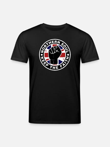 Northern Soul - Keep The Faith - Union Jack - Stanley/Stella CREATOR Unisex Organic T-Shirt - black
