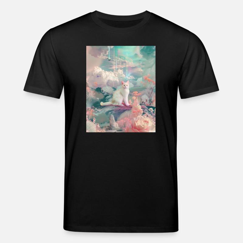 Pastellfarbene Katze in Dreamscape - Stanley/Stella Unisex Bio-T-Shirt CREATOR  - Schwarz