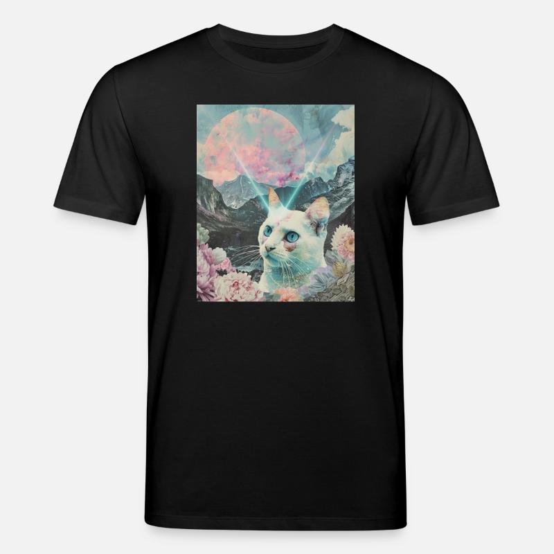 Comet cat between blooming peaks - Stanley/Stella CREATOR Unisex Organic T-Shirt - black