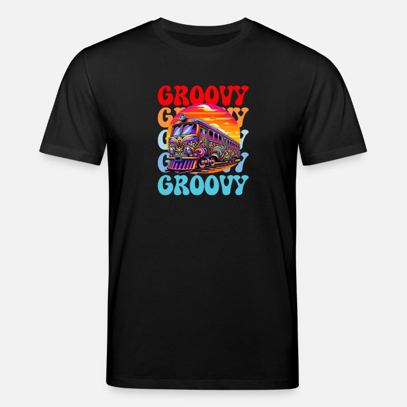 Groovy Psychedelischer Bus - Stanley/Stella Unisex Bio-T-Shirt CREATOR  - Schwarz