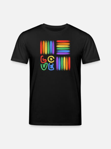 Rainbow Love Brush Art - Stanley/Stella CREATOR Unisex Organic T-Shirt - black