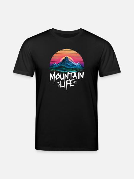 Oriental Sunset at Mountain - Stanley/Stella CREATOR Unisex Organic T-Shirt - black