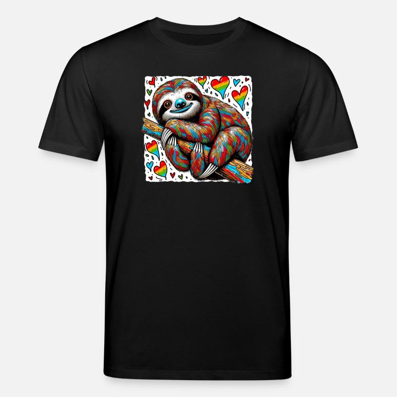 Faultier mit Herzen - Stanley/Stella Unisex Bio-T-Shirt CREATOR  - Schwarz