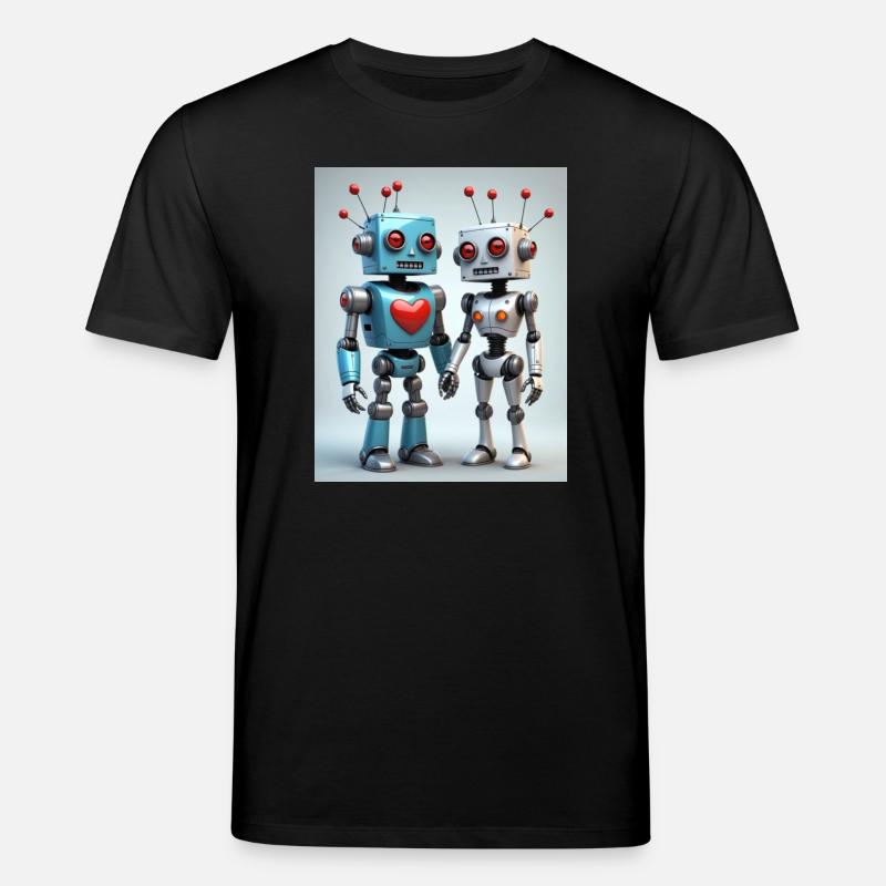 Roboter Pärchen - Stanley/Stella Unisex Bio-T-Shirt CREATOR  - Schwarz