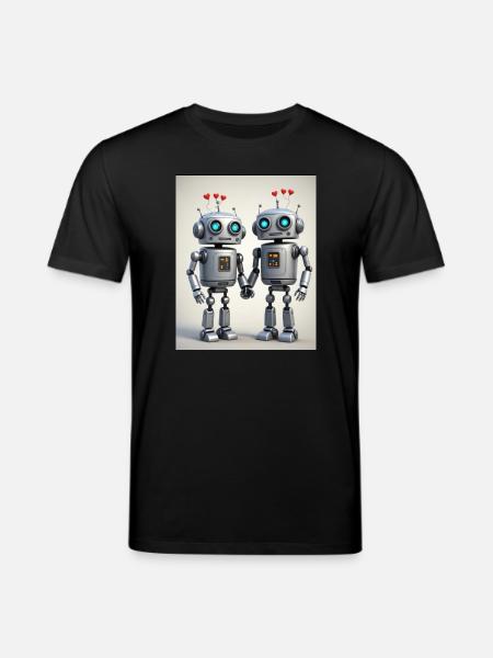 Robot Couple - Stanley/Stella CREATOR Unisex Organic T-Shirt - black