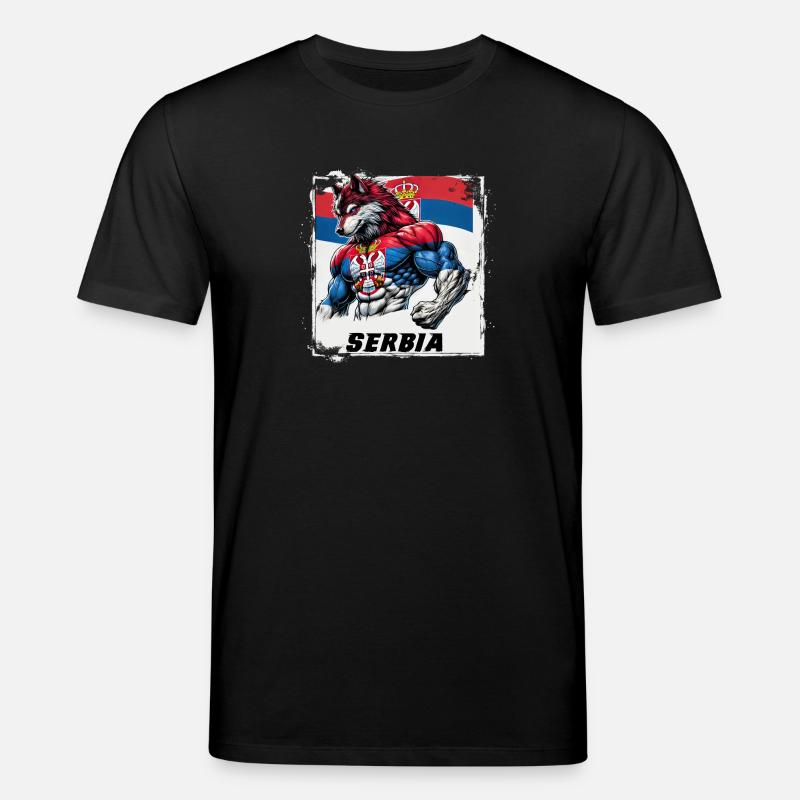 Serbien Wolf Flaggen Design - Stanley/Stella Unisex Bio-T-Shirt CREATOR  - Schwarz