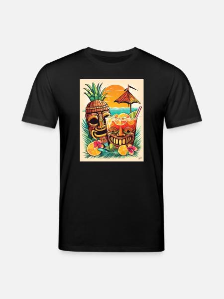 Tiki Cocktail - Stanley/Stella CREATOR Unisex Organic T-Shirt - black