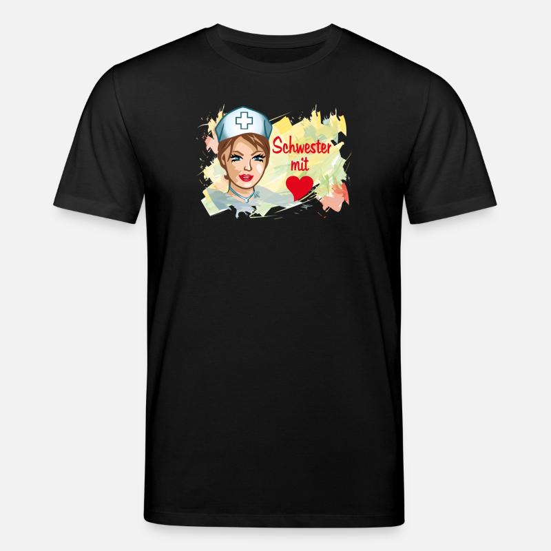 Schwester mit Herz Pflegehelden - Stanley/Stella Unisex Bio-T-Shirt CREATOR  - Schwarz