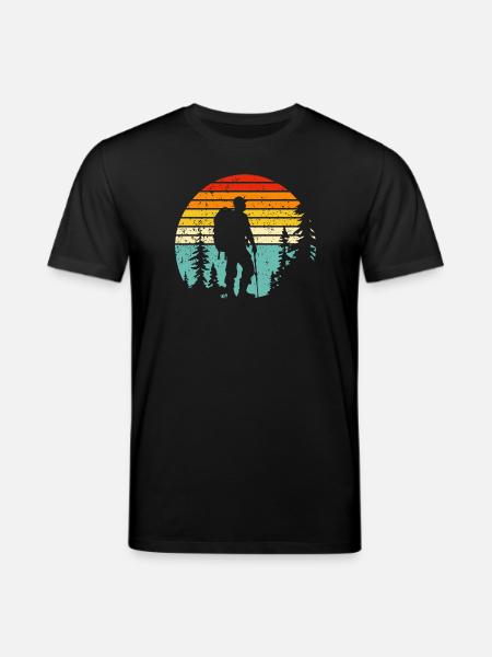 Wanderer-Silhouette zur Retro-Schlafenszeit - Stanley/Stella Unisex Bio-T-Shirt CREATOR - Schwarz