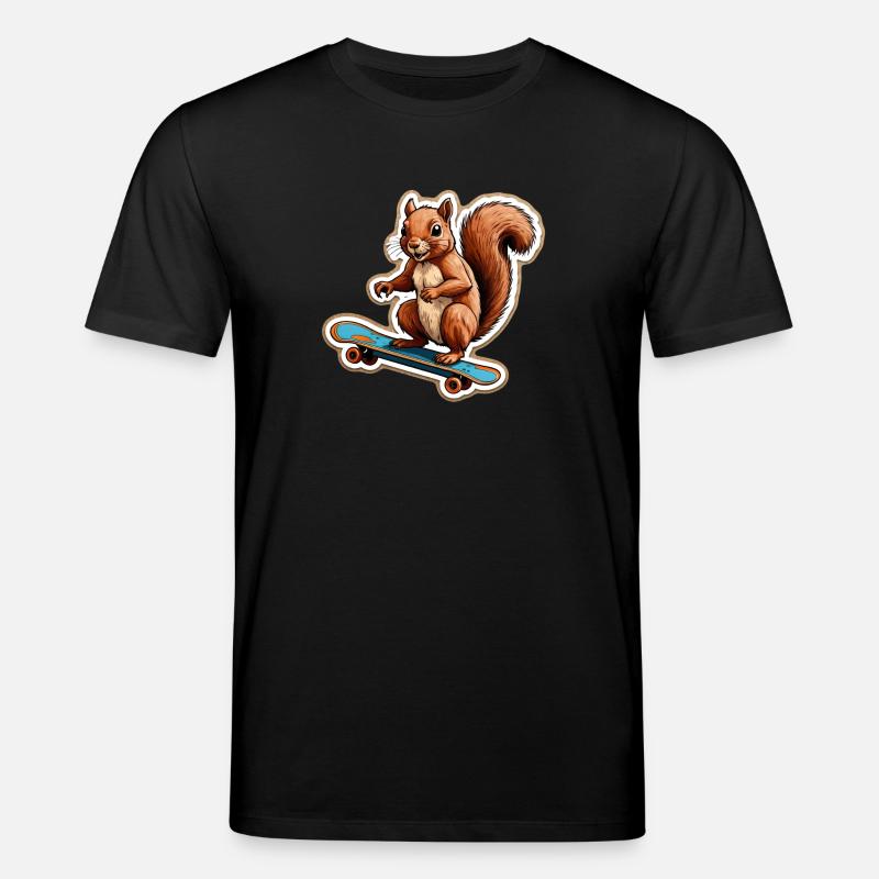 Eichhörnchen auf Skateboard - Stanley/Stella Unisex Bio-T-Shirt CREATOR  - Schwarz