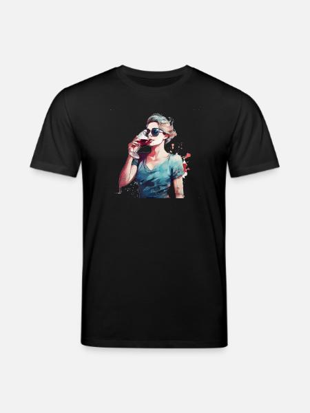 Woman drinking red wine - Stanley/Stella CREATOR Unisex Organic T-Shirt - black