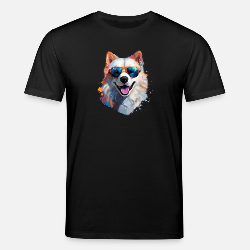 Samojede mit Sonnenbrille - Stanley/Stella Unisex Bio-T-Shirt CREATOR  - Schwarz