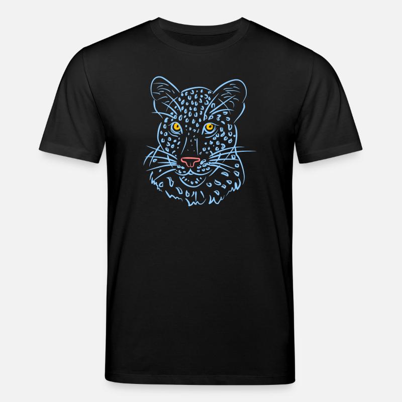 Leopardengesicht mit Blautönen - Stanley/Stella Unisex Bio-T-Shirt CREATOR  - Schwarz