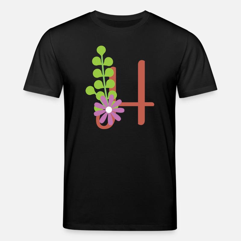 Eleganter Buchstabe 'H' mit Blumen - Stanley/Stella Unisex Bio-T-Shirt CREATOR  - Schwarz