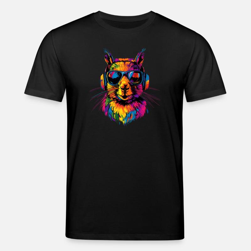 Eichhörnchen Kopfhörer Bunt Popart DJ Eichhörnchen - Stanley/Stella Unisex Bio-T-Shirt CREATOR  - Schwarz